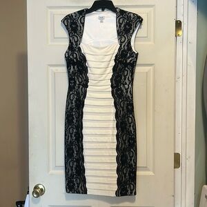 Cache Black and White Lace Dress Size 6